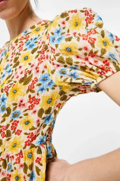 * Vestido Midi Estampado Amarillo Discount