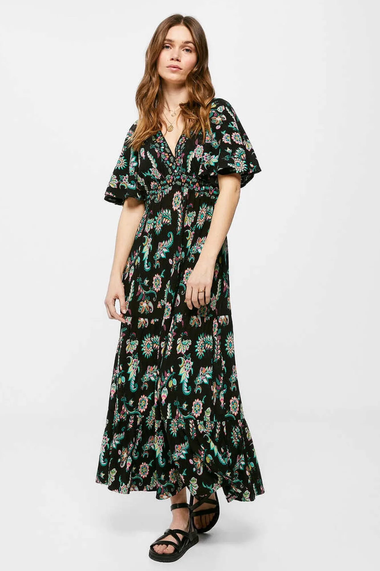 * Vestido Midi Estampado Negro Online