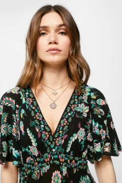 * Vestido Midi Estampado Negro Online