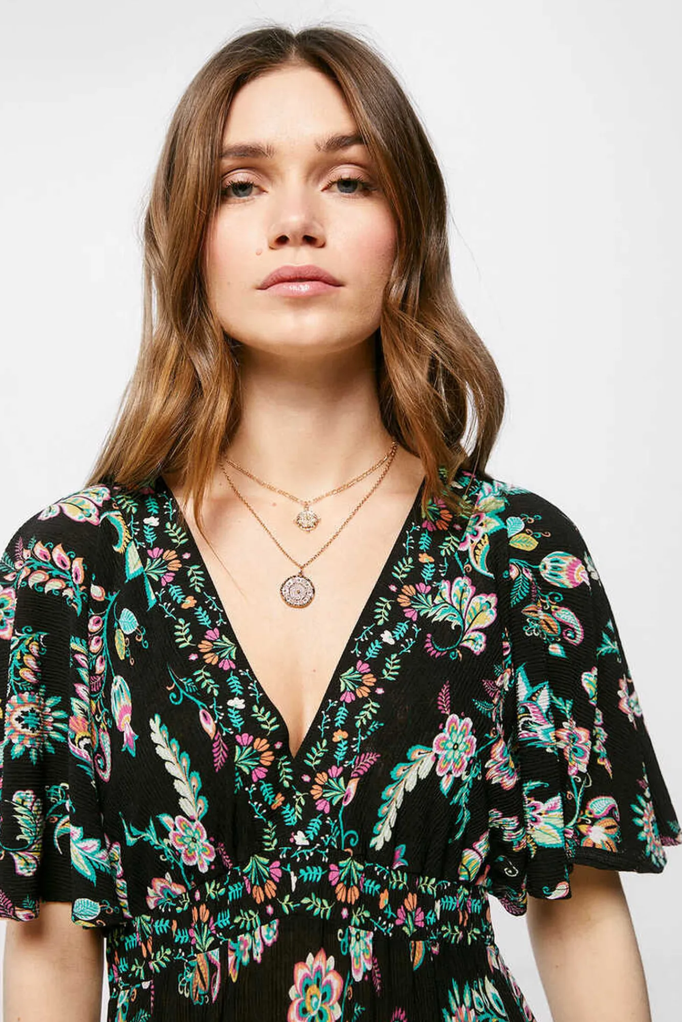 * Vestido Midi Estampado Negro Online
