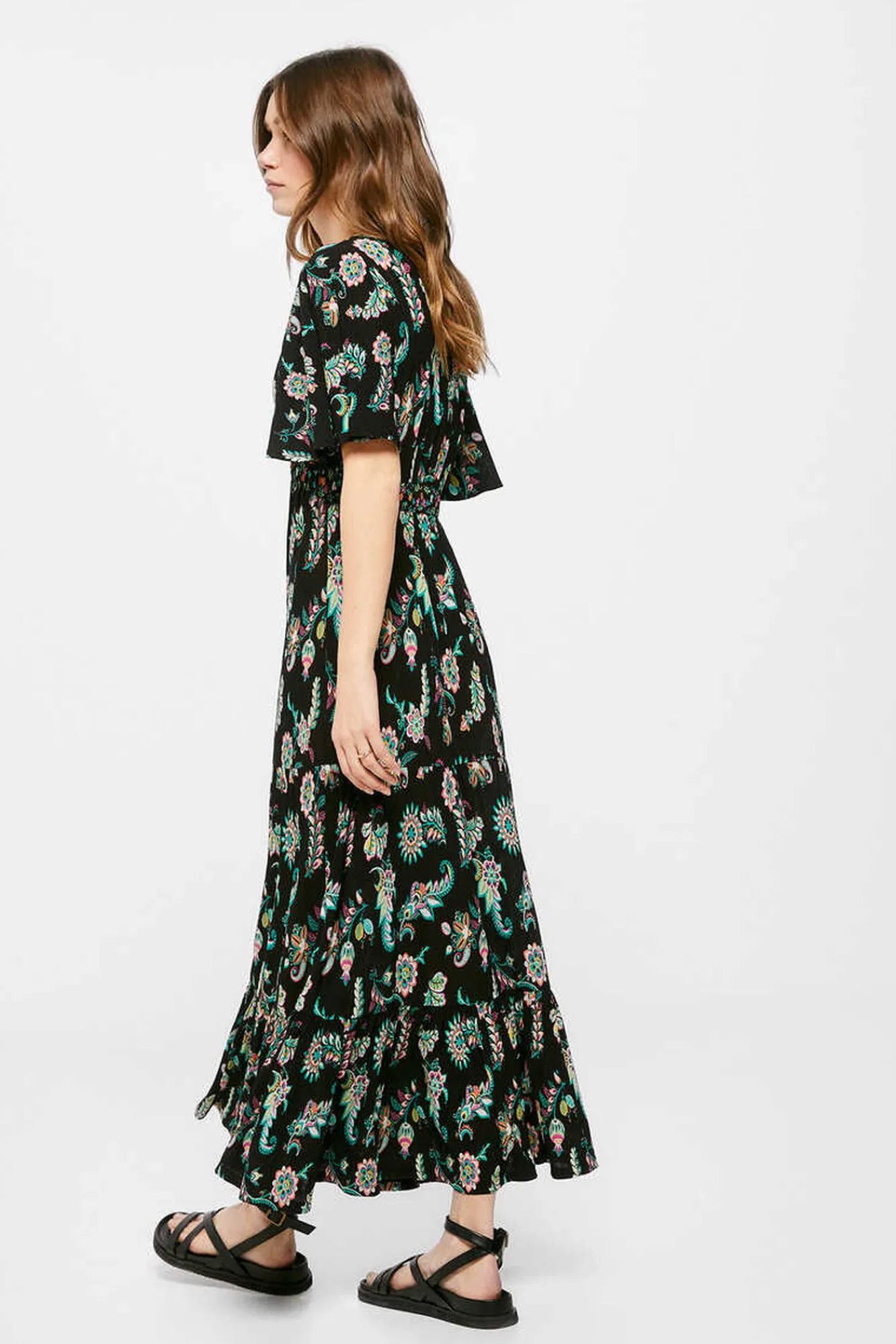 * Vestido Midi Estampado Negro Online