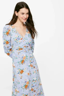 * Vestido Midi Estampado Asimetrico Azul Medio Outlet