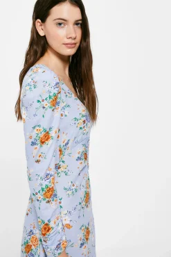 * Vestido Midi Estampado Asimetrico Azul Medio Outlet