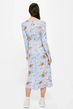 * Vestido Midi Estampado Asimetrico Azul Medio Outlet