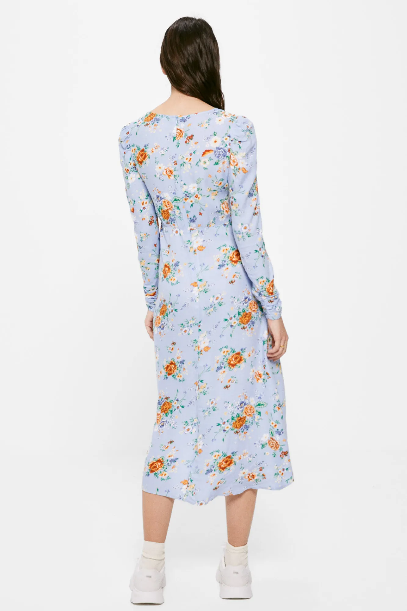 * Vestido Midi Estampado Asimetrico Azul Medio Outlet