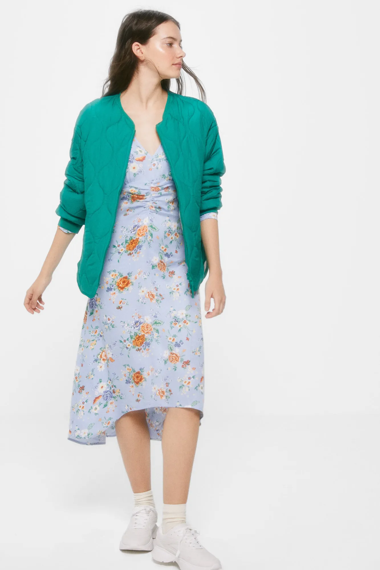 * Vestido Midi Estampado Asimetrico Azul Medio Outlet