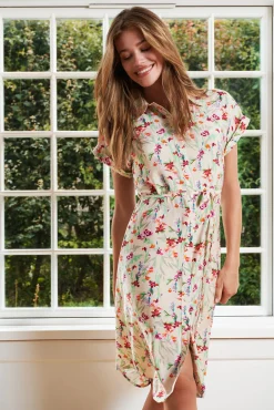 JDY Vestido Midi Estampado Camisero Gris Medio Hot