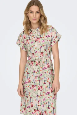 JDY Vestido Midi Estampado Camisero Gris Medio Hot
