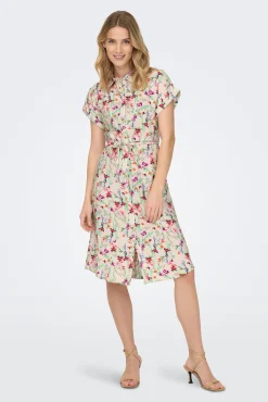 JDY Vestido Midi Estampado Camisero Gris Medio Hot