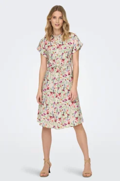 JDY Vestido Midi Estampado Camisero Gris Medio Hot