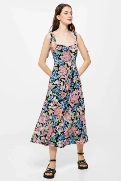* Vestido Midi Estampado Triantes Lazo Negro Hot