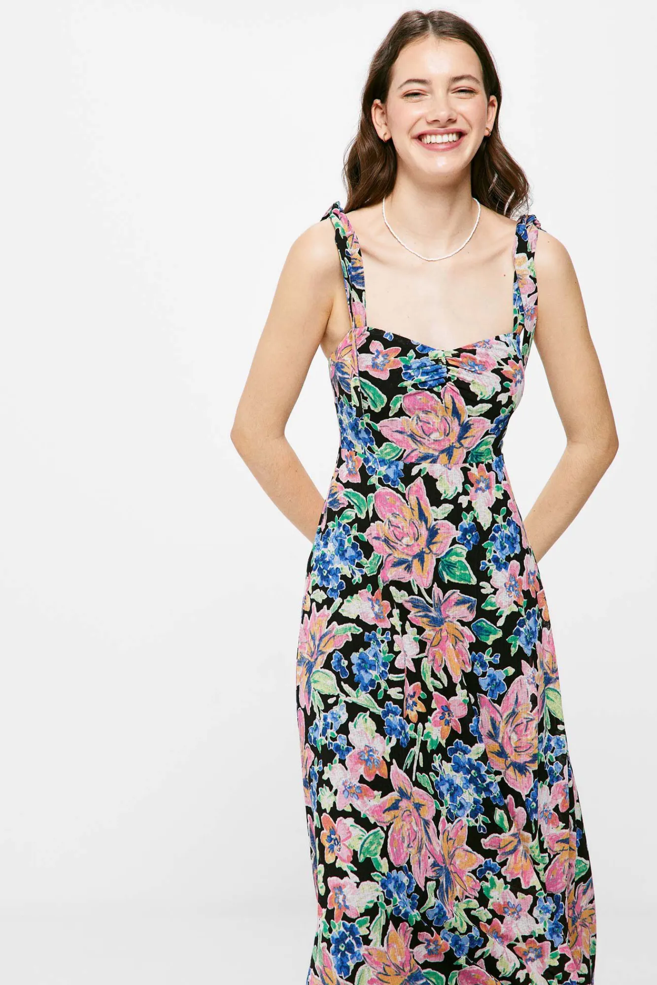 * Vestido Midi Estampado Triantes Lazo Negro Hot