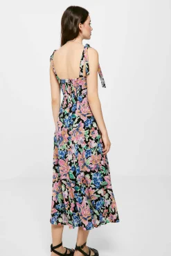 * Vestido Midi Estampado Triantes Lazo Negro Hot