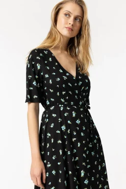 Tiffosi Vestido Midi Floral Cruzado Con Lazo Negro Discount