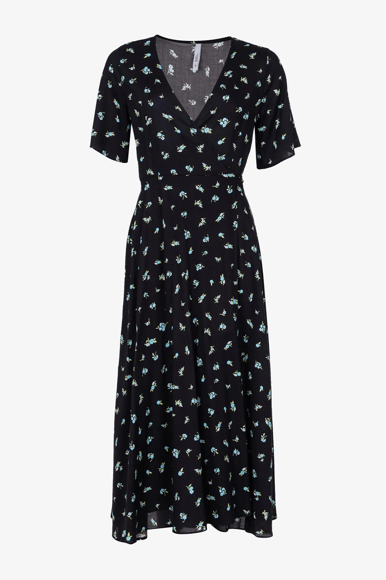 Tiffosi Vestido Midi Floral Cruzado Con Lazo Negro Discount