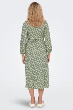 JDY Vestido Midi Flores Verde
