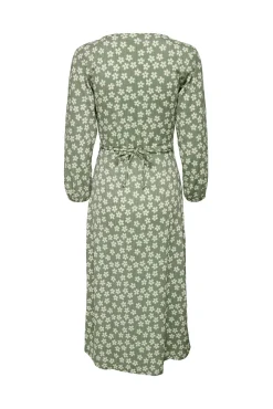 JDY Vestido Midi Flores Verde