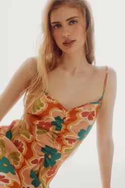 Slowlove Vestido Midi Frunce Multicolor Discount