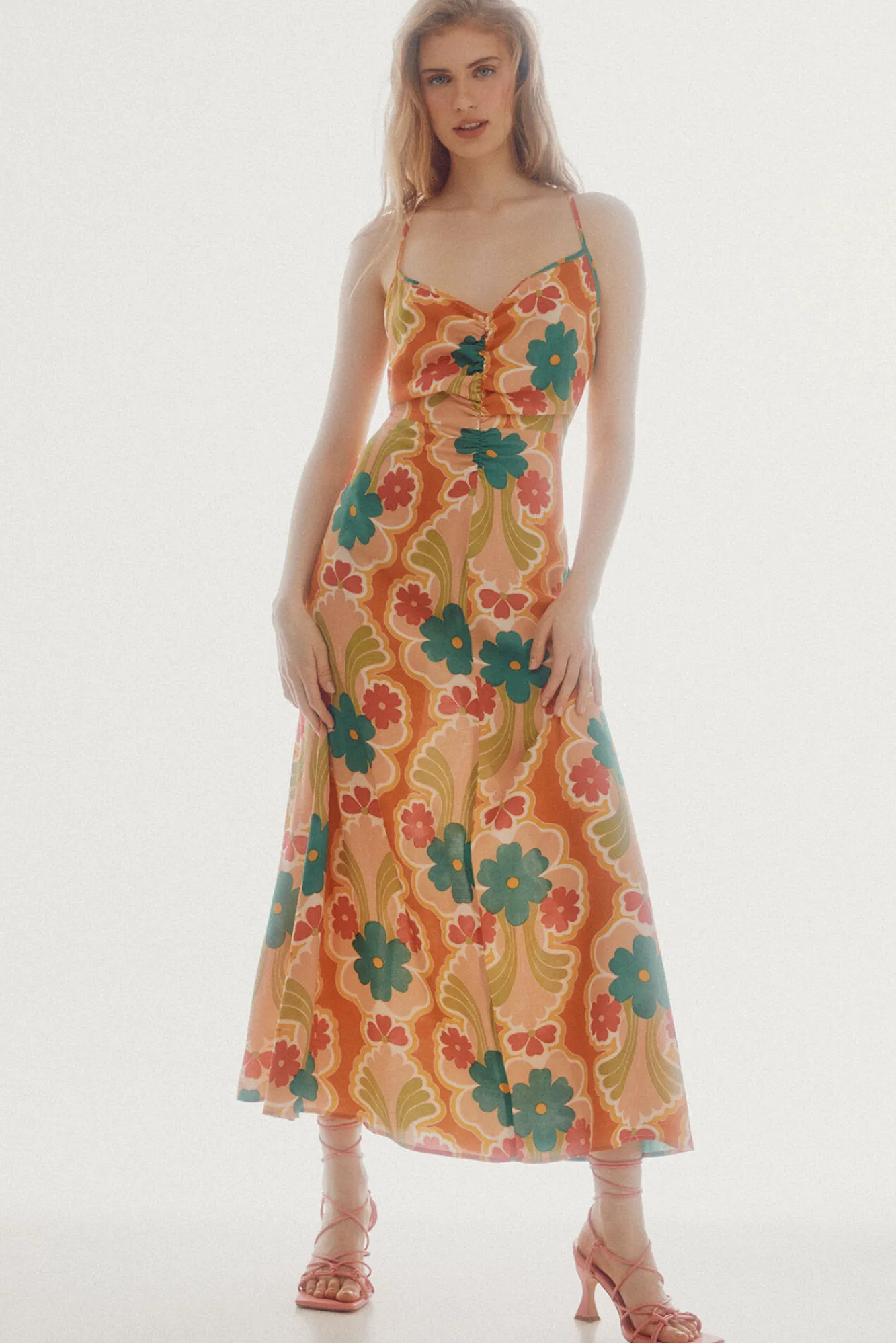 Slowlove Vestido Midi Frunce Multicolor Discount