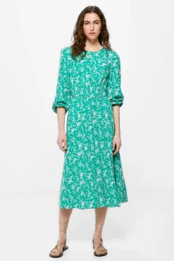 * Vestido Midi Gomas Cintura Verde Discount