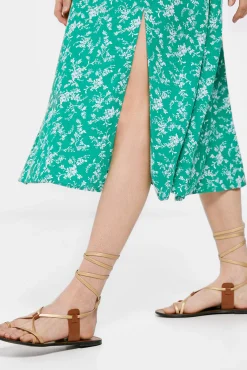 * Vestido Midi Gomas Cintura Verde Discount