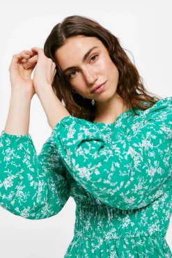 * Vestido Midi Gomas Cintura Verde Discount