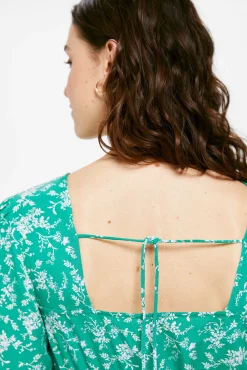 * Vestido Midi Gomas Cintura Verde Discount