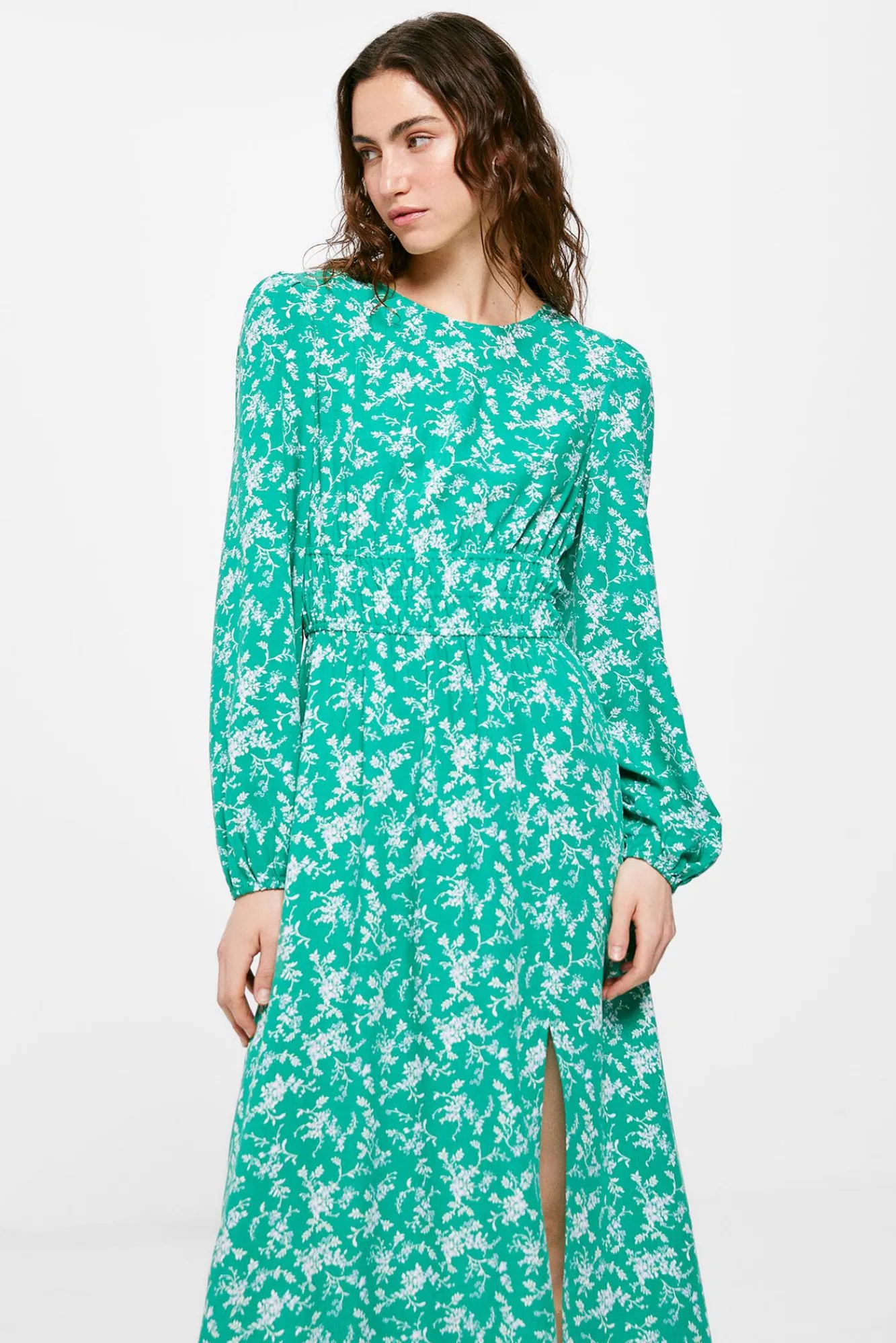 * Vestido Midi Gomas Cintura Verde Discount