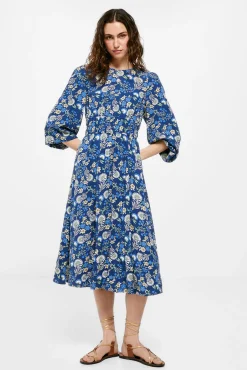 * Vestido Midi Gomas Cintura Navy Hot