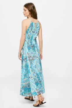 * Vestido Midi Halter Estampado Azul Online