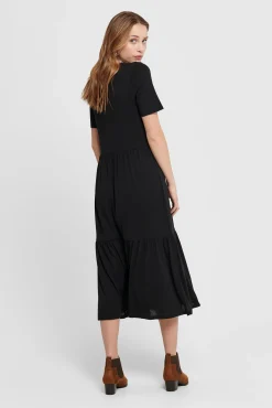 JDY Vestido Midi Manga Corta Negro Online