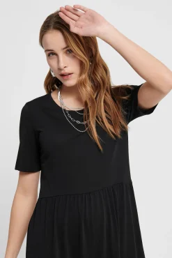 JDY Vestido Midi Manga Corta Negro Online