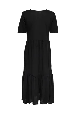 JDY Vestido Midi Manga Corta Negro Online