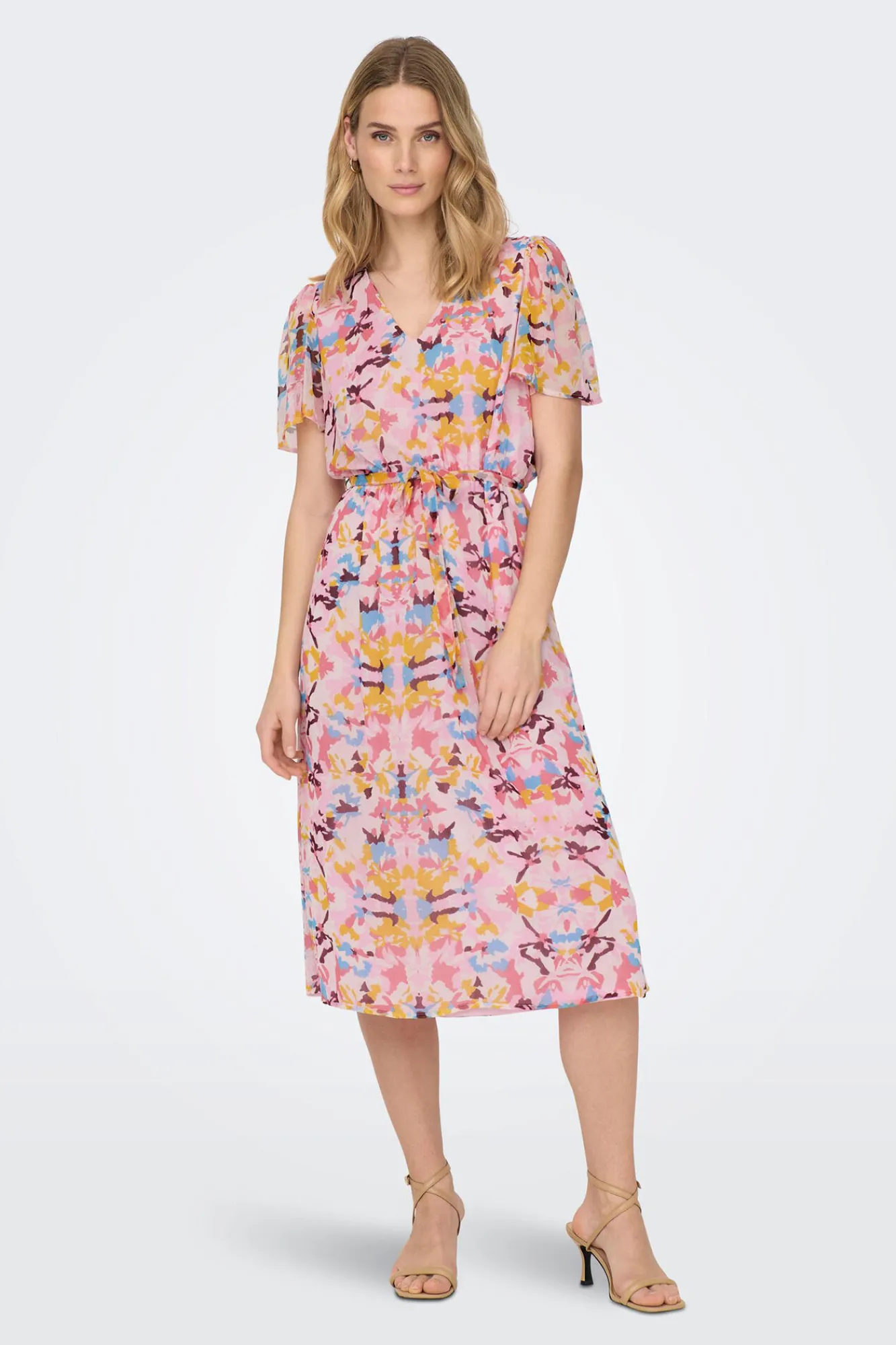 JDY Vestido Midi Manga Corta Blanco Discount
