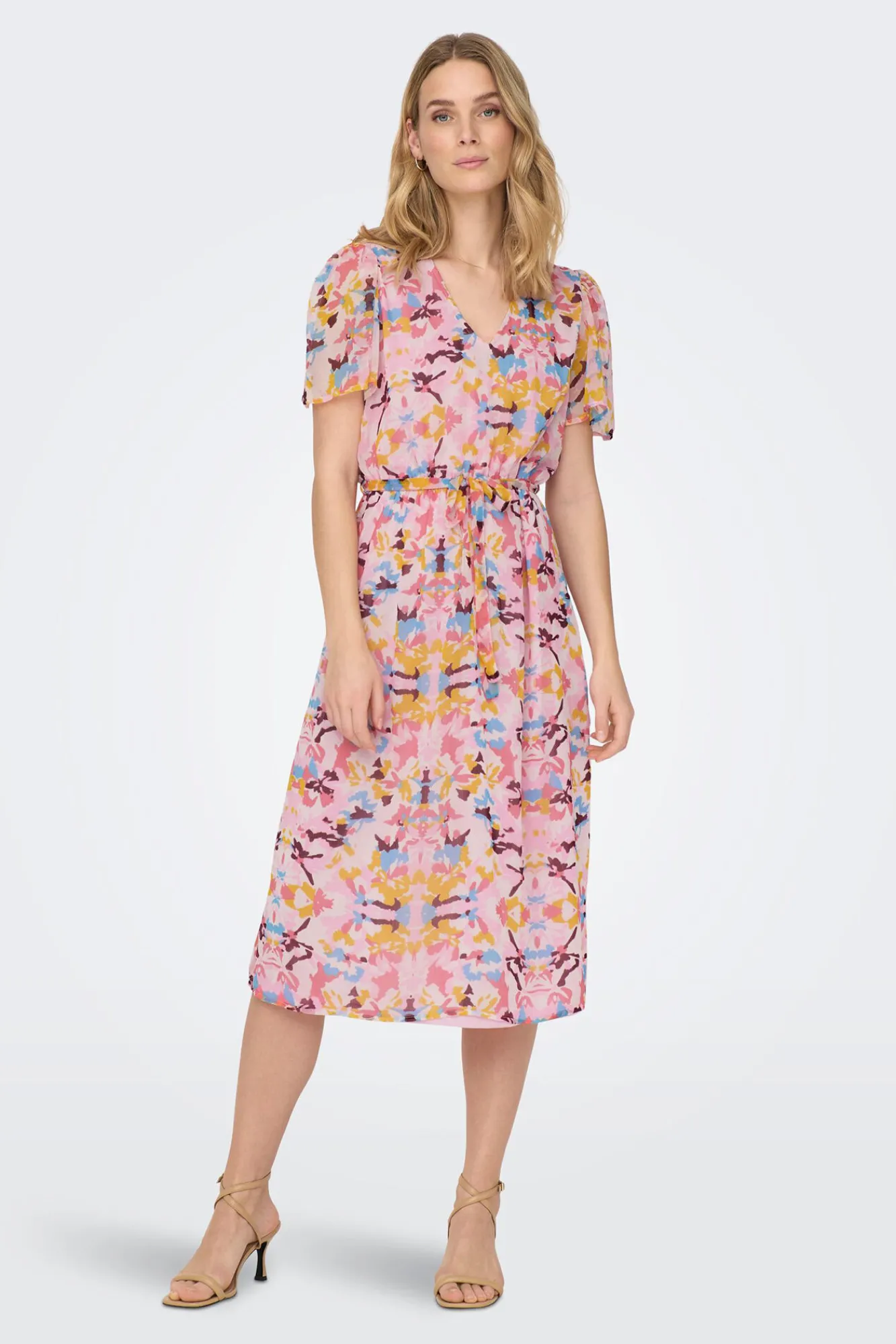 JDY Vestido Midi Manga Corta Blanco Discount
