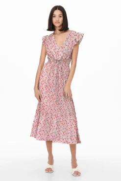 JDY Vestido Midi Manga Corta Blanco Sale