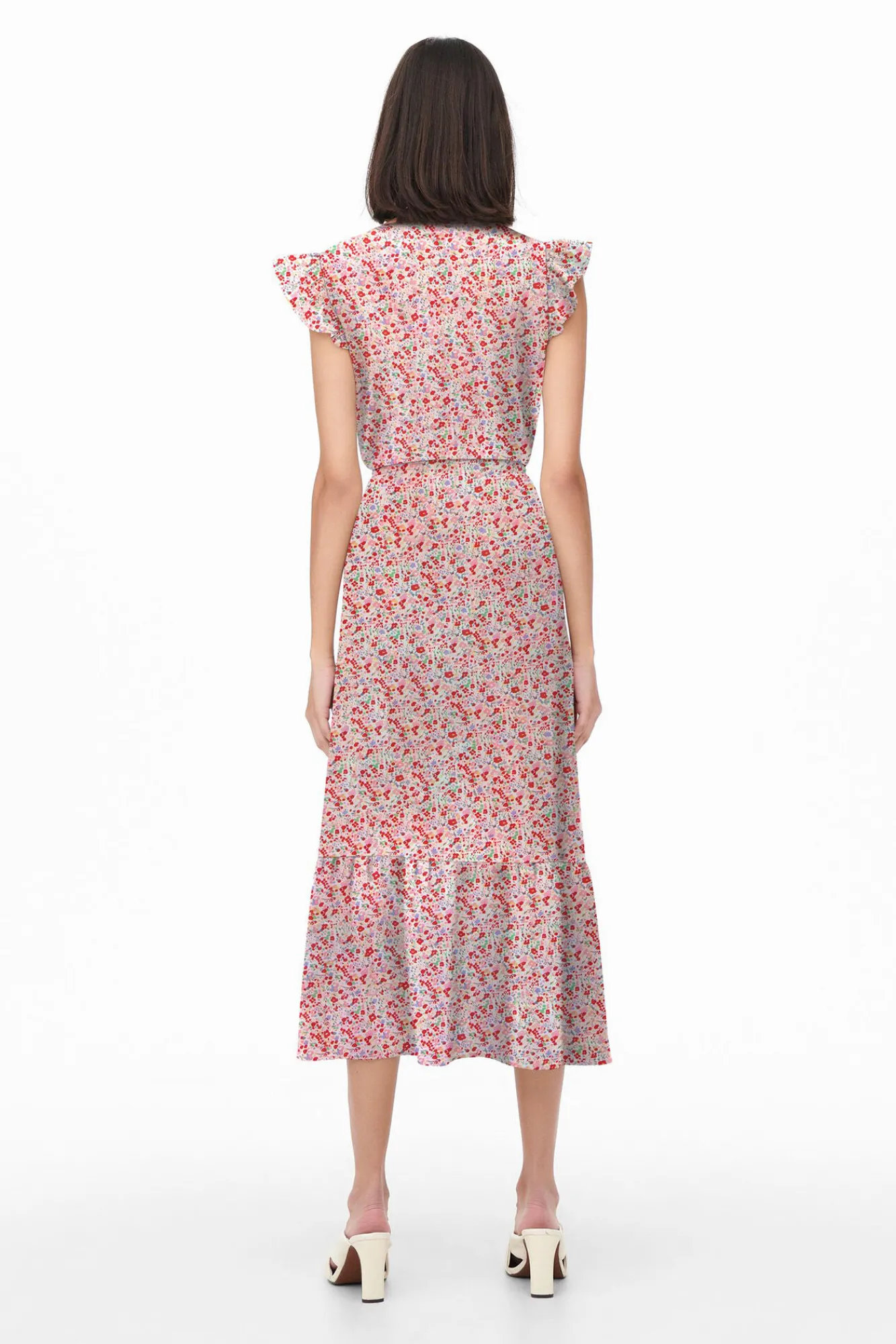 JDY Vestido Midi Manga Corta Blanco Sale