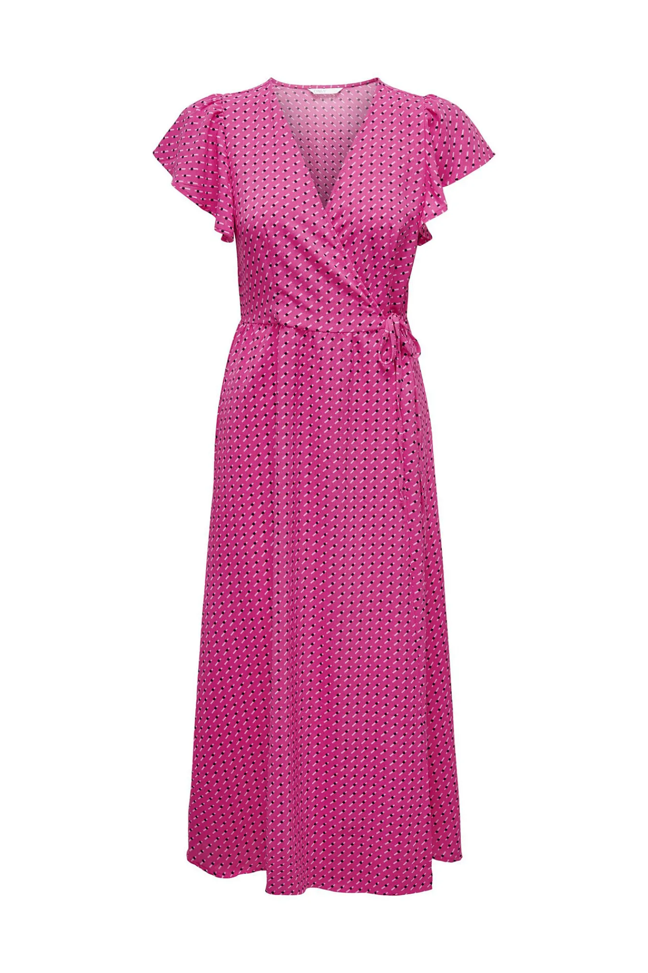 Only Vestido Midi Manga Volantes Rojo New