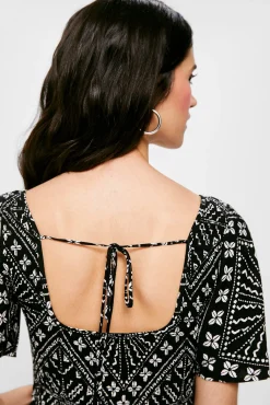 * Vestido Midi Nido De Abeja Estampado Negro Discount