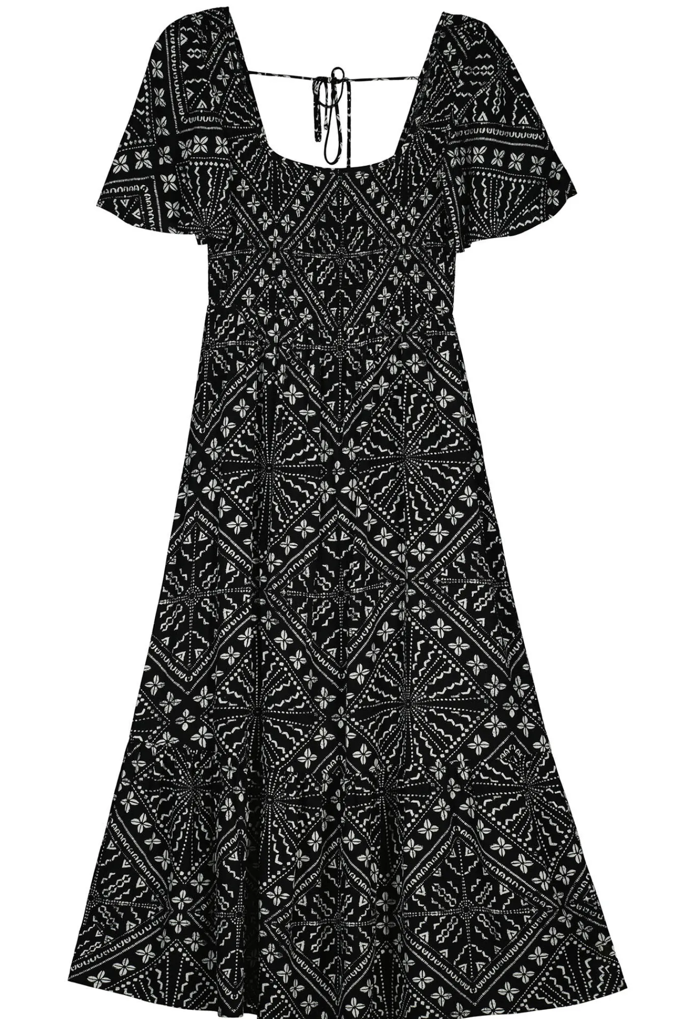 * Vestido Midi Nido De Abeja Estampado Negro Discount
