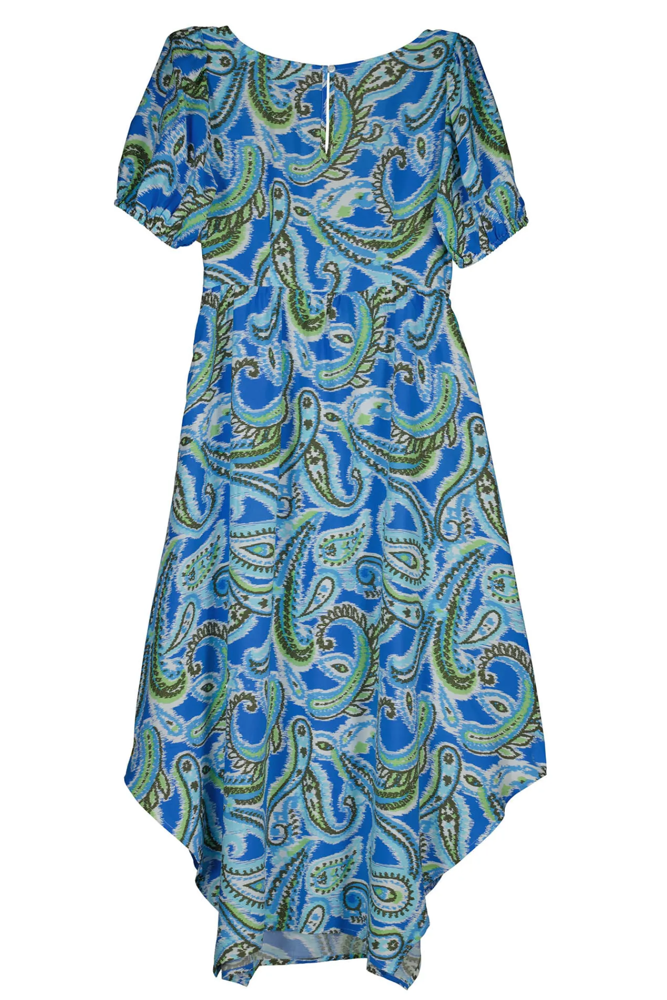 * Vestido Midi Nudo Escote Picos Azul Medio Discount