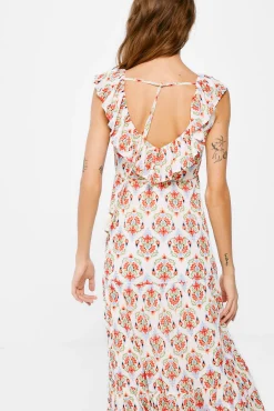 * Vestido Midi Paneles Estampado Amarillo