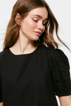 * Vestido Midi Popelin Paneles Negro Sale