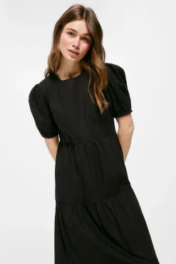 * Vestido Midi Popelin Paneles Negro Sale