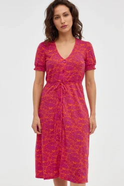 Inside Vestido Midi Print Con Botones Morado