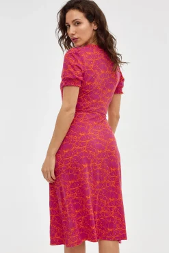 Inside Vestido Midi Print Con Botones Morado