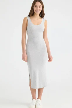 Inside Vestido Midi Punto Gris Claro Online