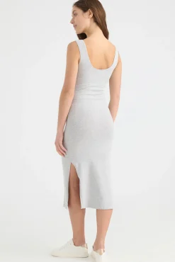 Inside Vestido Midi Punto Gris Claro Online