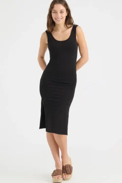 Inside Vestido Midi Punto Negro Hot