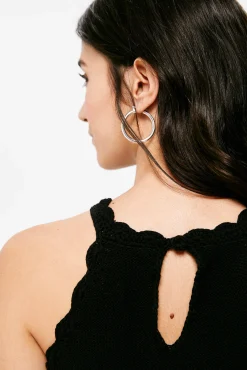 * Vestido Midi Punto Combinado Halter Negro